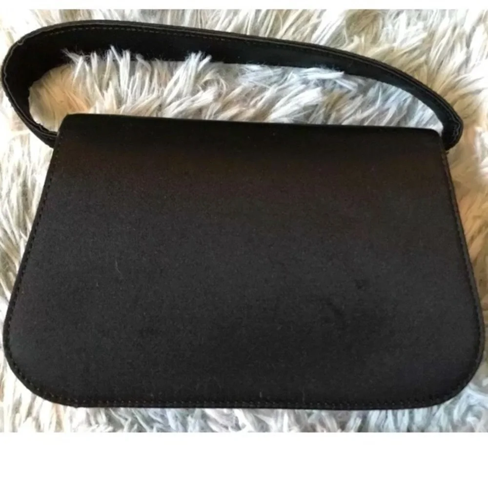 Judith Jack Floral Marcasite Satin Detachable Strap Small Clutch Handbag Purse
